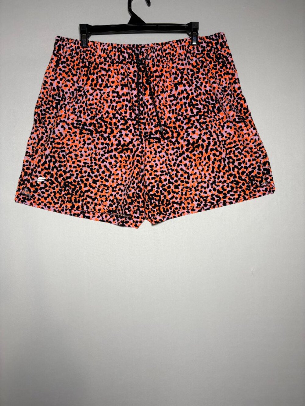 Fabletics Neon Orange Leopard Cheetah Print Athletic Shorts Size L